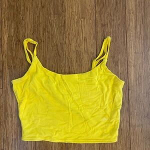 Yellow Spaghetti Strap Crop Top